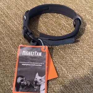 Mighty Paw padded dog collar reflective stitching adjustable grey/black new